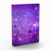 Paarse folie achtergrond met sterren fotoblokken (Links)