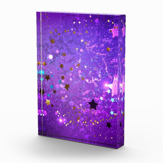 Paarse folie achtergrond met sterren fotoblokken (Rechts)