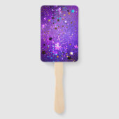 Paarse folie achtergrond met sterren handwaaier (Achterkant)