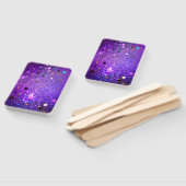 Paarse folie achtergrond met sterren handwaaier (Niet-gemonteerd)