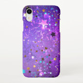 Paarse folie achtergrond met sterren iPhone hoesje (Achterkant)