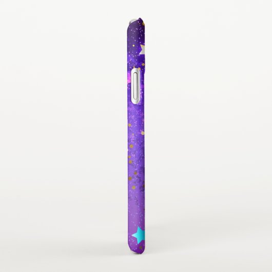 Paarse folie achtergrond met sterren iPhone hoesje (Rechterkant)