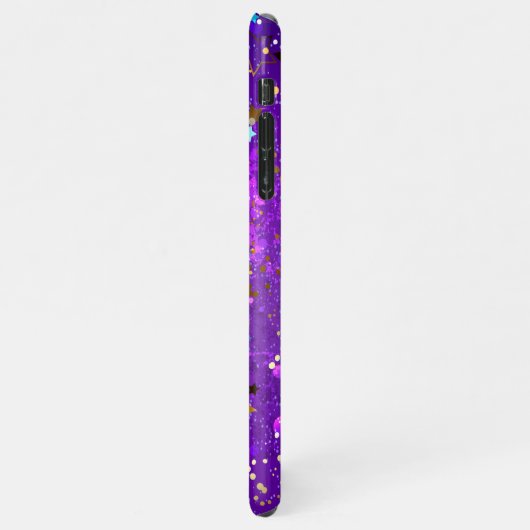 Paarse folie achtergrond met sterren iPhone hoesje (Linkerkant)