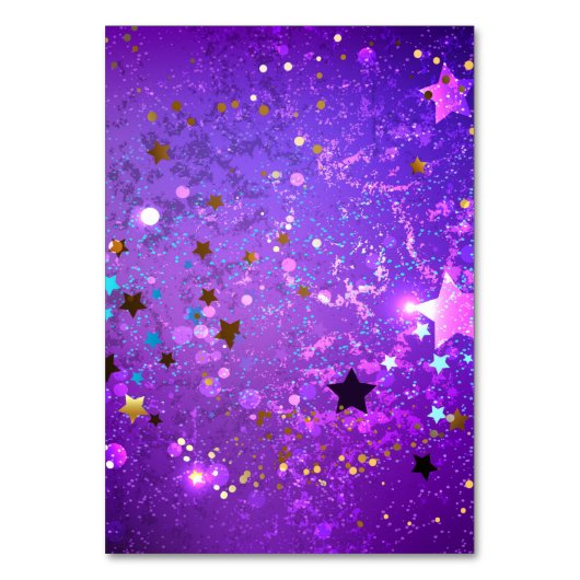 Paarse folie achtergrond met sterren kaart (Voorkant)