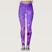 Paarse folie achtergrond met sterren leggings (Voorkant)