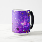 Paarse folie achtergrond met sterren magische mok (Voorkant rechts)