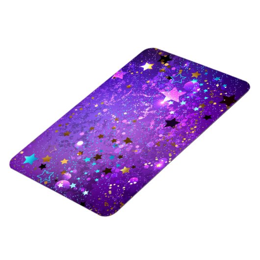 Paarse folie achtergrond met sterren magneet (Linkerzijde)