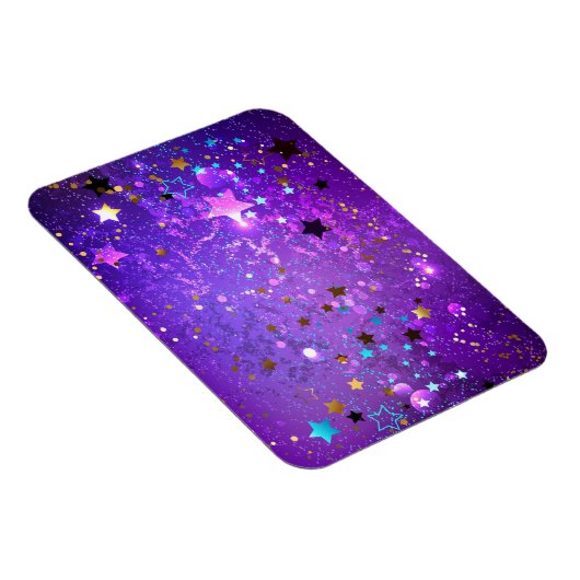Paarse folie achtergrond met sterren magneet (Rechterzijde)