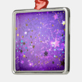 Paarse folie achtergrond met sterren metalen ornament (Links)