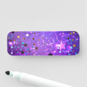 Paarse folie achtergrond met sterren naamplaatje (In situ)