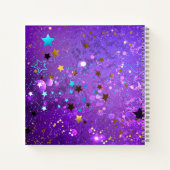 Paarse folie achtergrond met sterren notitieboek (Achterkant)