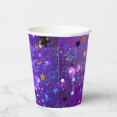 Paarse folie achtergrond met sterren papieren bekers (Rechts)