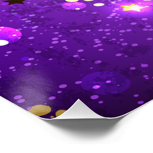 Paarse folie achtergrond met sterren perfect poster (Hoek)