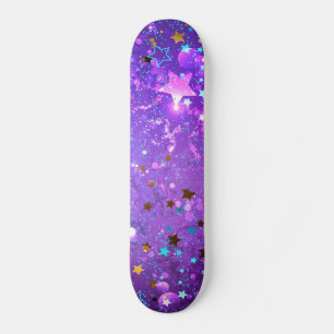 Paarse folie achtergrond met sterren persoonlijk skateboard