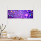 Paarse folie achtergrond met sterren poster (Keuken)