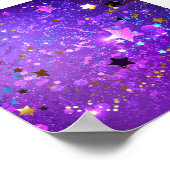 Paarse folie achtergrond met sterren poster (Hoek)