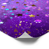 Paarse folie achtergrond met sterren poster (Hoek)