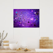 Paarse folie achtergrond met sterren poster (Keuken)