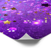 Paarse folie achtergrond met sterren poster (Hoek)