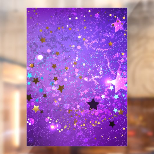 Paarse folie achtergrond met sterren raamsticker (Vel 2)