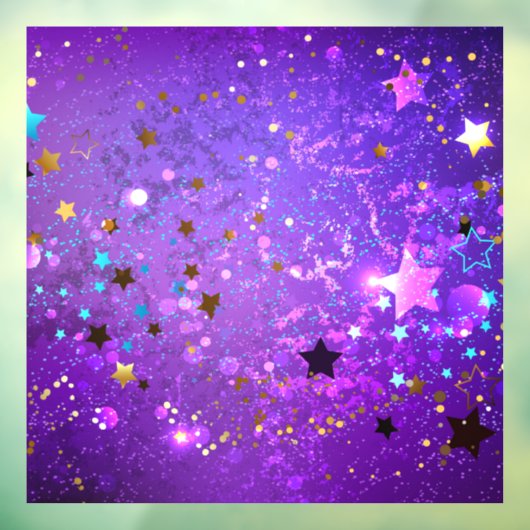 Paarse folie achtergrond met sterren raamsticker (Vel 3)