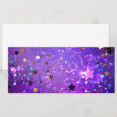 Paarse folie achtergrond met sterren save the date (Voorkant / Achterkant)