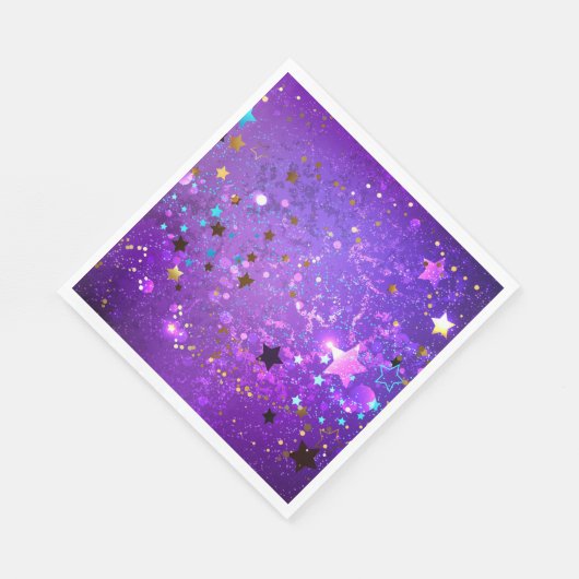 Paarse folie achtergrond met sterren servet (Hoek)