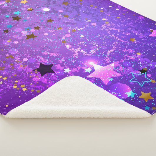 Paarse folie achtergrond met sterren sherpa deken (3/4)