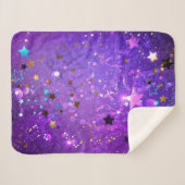 Paarse folie achtergrond met sterren sherpa deken (Voorkant (horizontaal))