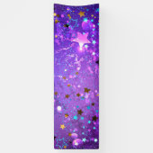 Paarse folie achtergrond met sterren spandoek (Verticaal)