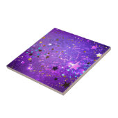 Paarse folie achtergrond met sterren tegeltje (Zijkant)