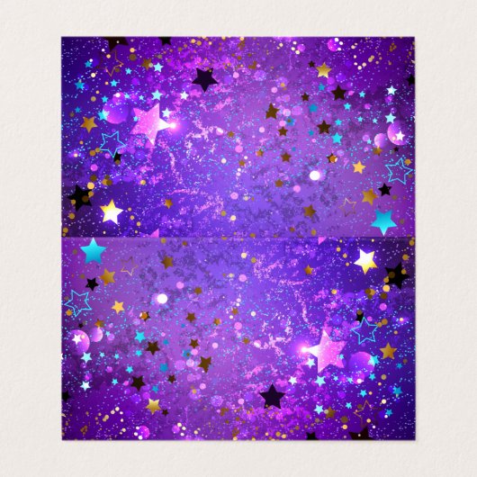 Paarse folie achtergrond met sterren visitekaartje (Buitenkant ongevouwen)