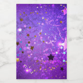 Paarse folie achtergrond met sterren voedselcontainer etiket (Enkel label)