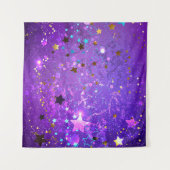 Paarse folie achtergrond met sterren wandkleed (Voorkant (horizontaal))