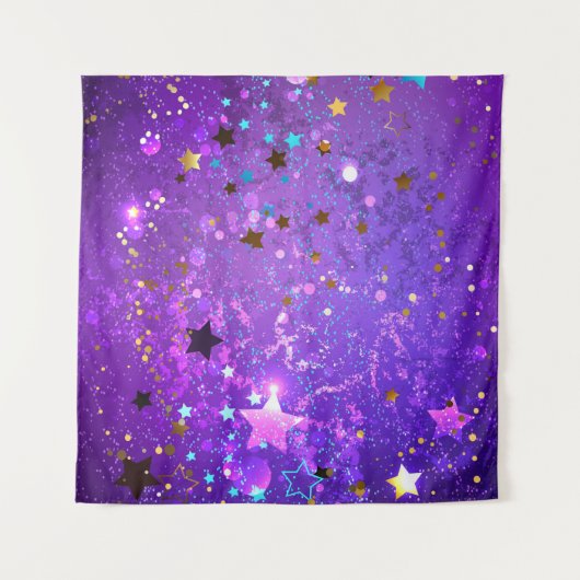 Paarse folie achtergrond met sterren wandkleed (Voorkant (horizontaal))