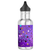 Paarse folie achtergrond met sterren waterfles  (Links)