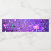 Paarse folie achtergrond met sterren waterfles etiket (Enkel label)