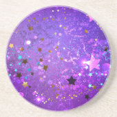 Paarse folie achtergrond met sterren zandsteen onderzetter (Voorkant)