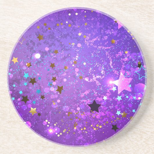 Paarse folie achtergrond met sterren zandsteen onderzetter (Voorkant)