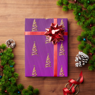 Paarse Folie gestileerd kerstboom inpakpapier