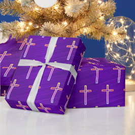 Paarse Folie Gouden Kruisbeeld Kerst Wrapping Pape Cadeaupapier
