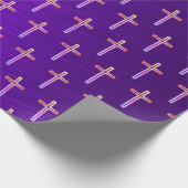 Paarse Folie Gouden Kruisbeeld Kerst Wrapping Pape Cadeaupapier (Hoek)