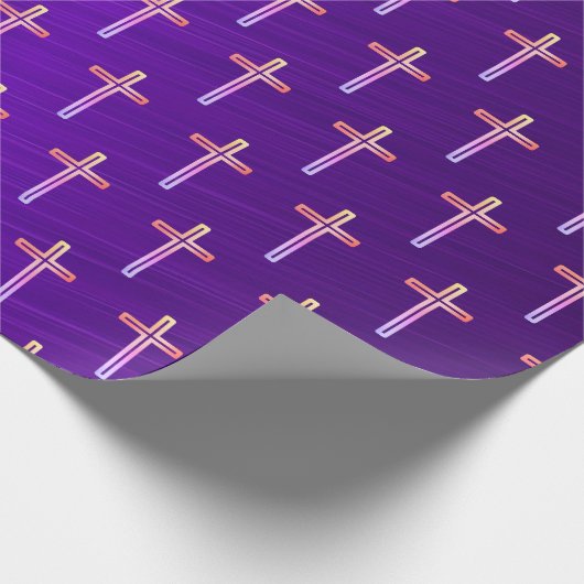 Paarse Folie Gouden Kruisbeeld Kerst Wrapping Pape Cadeaupapier (Hoek)
