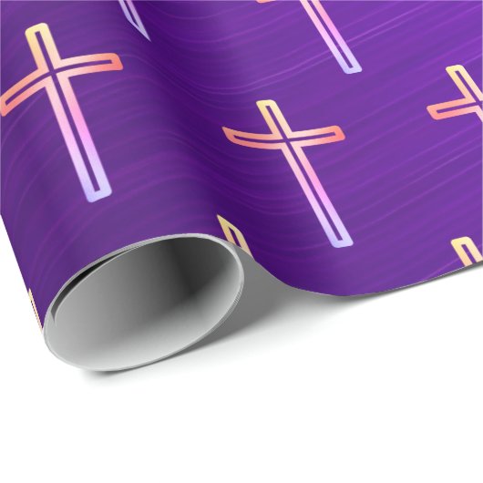 Paarse Folie Gouden Kruisbeeld Kerst Wrapping Pape Cadeaupapier (Rol Hoek)