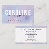 Paarse Folie Marmer Modern Script Typografie Salon Visitekaartje (Voorkant / Achterkant)