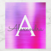 Paarse Folie Metaalmonogram Wijn Etiket (Enkel label)