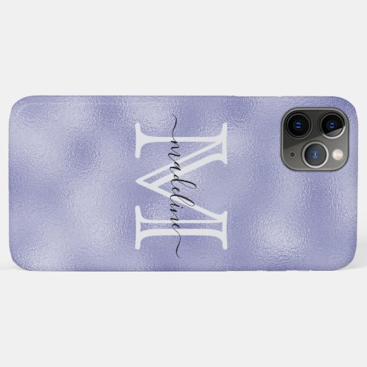 Paarse Folie monogram modern script Case-Mate iPhone Case (Achterkant (horizontaal))
