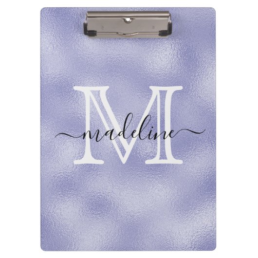Paarse Folie monogram modern script Klembord (Voorkant)