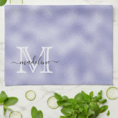 Paarse Folie monogram modern script Theedoek (Gevouwen)