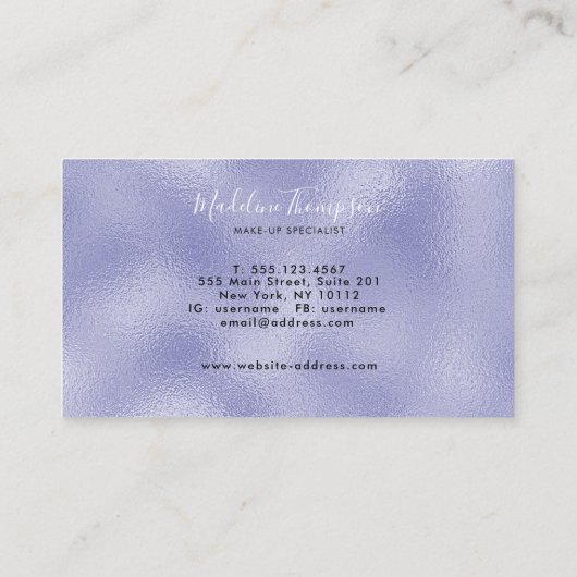 Paarse Folie monogram modern script Visitekaartje (Achterkant)